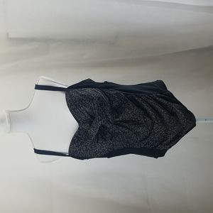 AVA & VIV - Black & Gray Leopard Animal Print Ruched One Piece Swimsuit